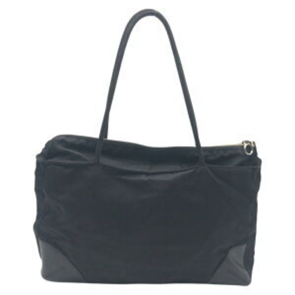 Prada Handbag Black Triangle Shoulder Logo Bag Tote Tessuto Nylon